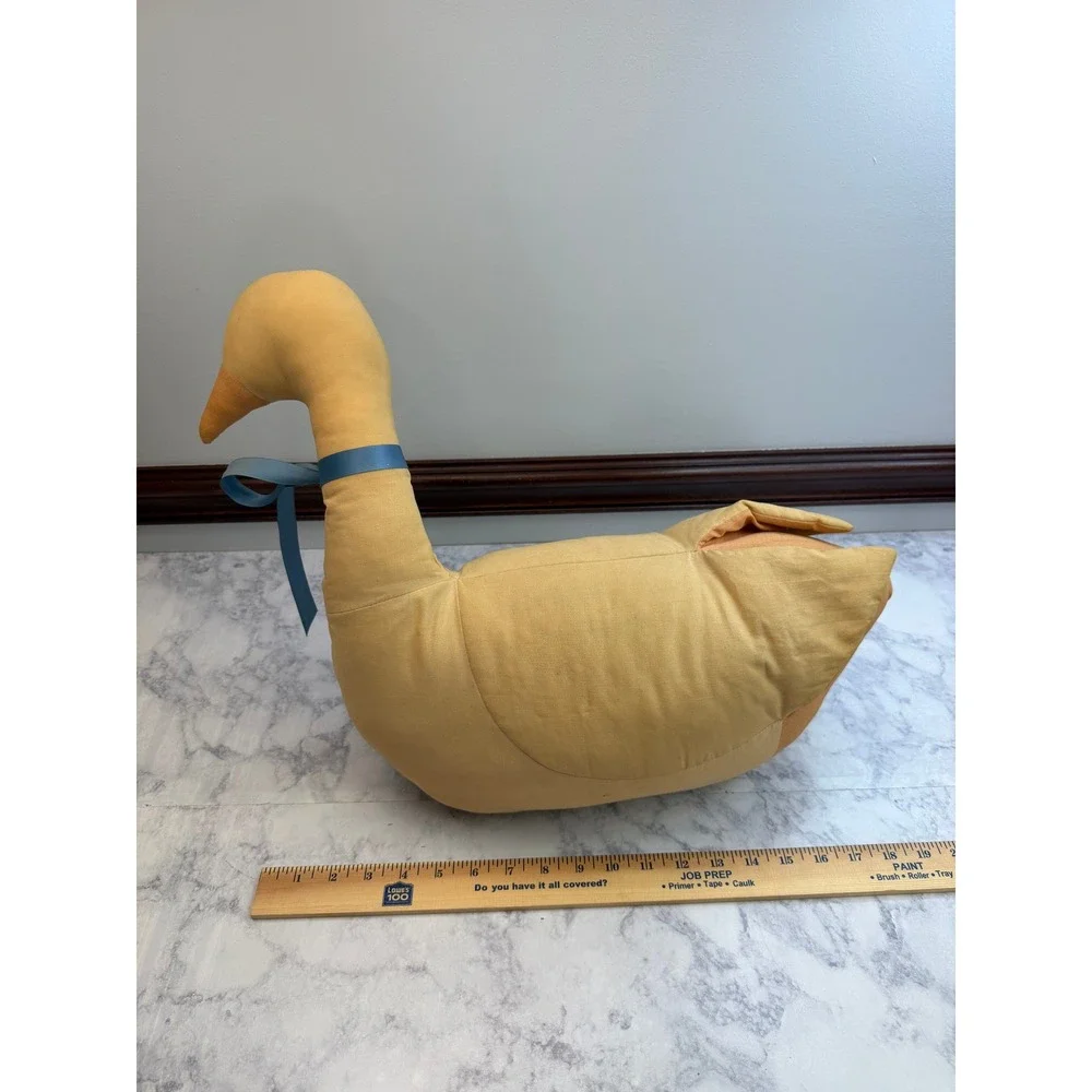 Vintage Fabric Goose Plush Decorative Pillow Doorstop Yellow Farmhouse Decor 17